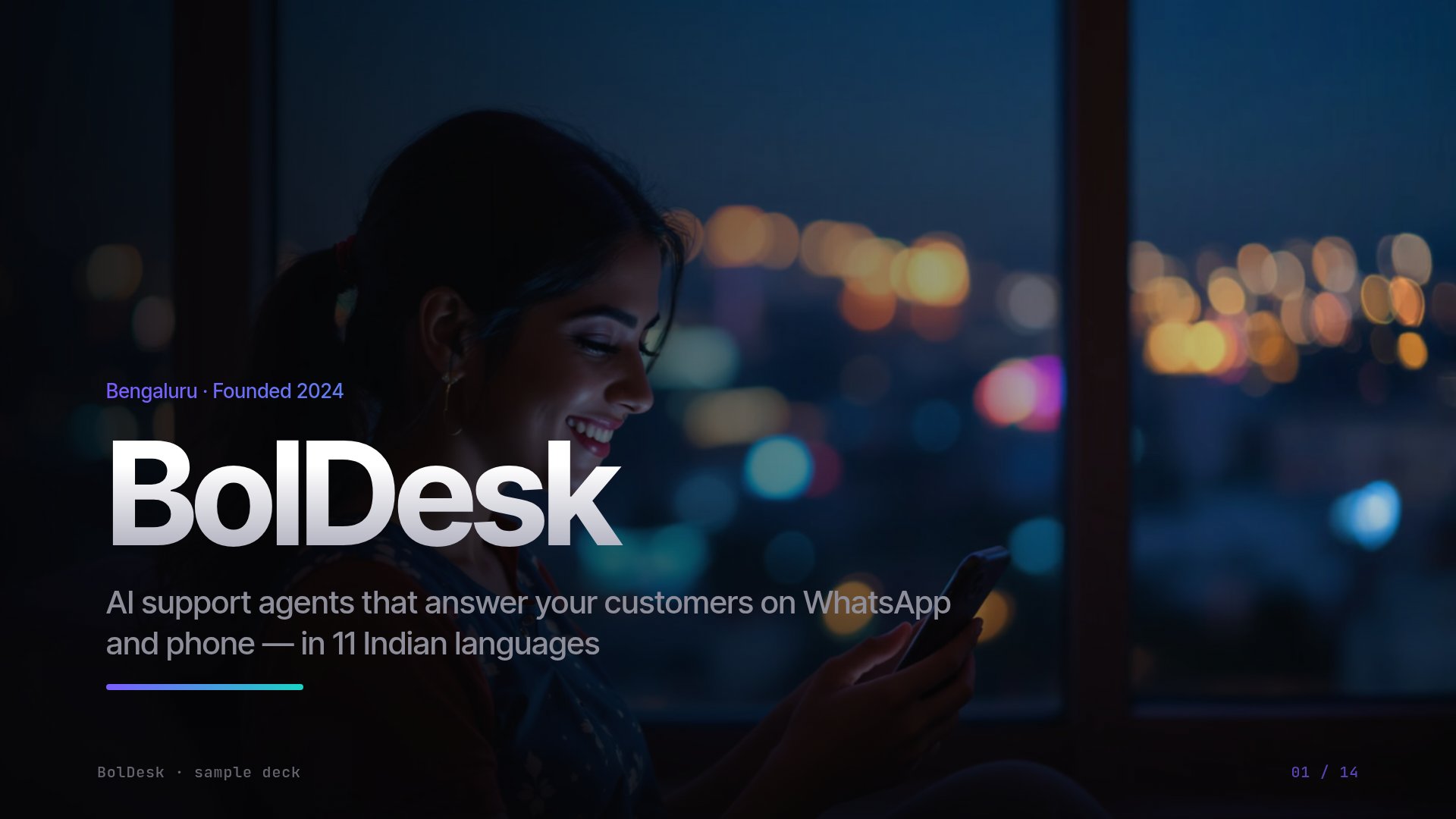 BolDesk — first slide